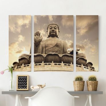 Print on canvas 3 parts - Big Buddha Sepia