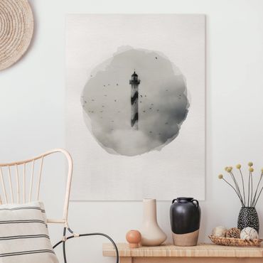 Canvas print - WaterColours - Lighthouse In The Fog