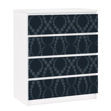Adhesive film for furniture IKEA - Malm chest of 4x drawers - Black Beaded Ornament