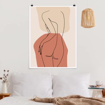 Poster - Line Art Woman Back Brown