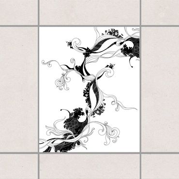 Tile sticker - Tendril In Ink