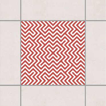 Tile sticker - Geometric stripe pattern Red