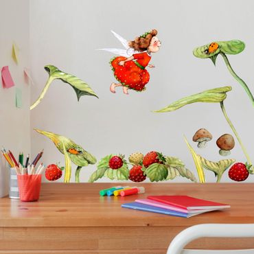 Wall sticker - Little Strawberry Strawberry Fairy - Leaf and Strawberry Set