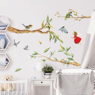 Wall sticker - Little Strawberry Strawberry Fairy - With Tree Fairy And Hay Horse Set