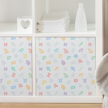Adhesive film for furniture - Nursery Learning Pattern With Colourful Zodiac Symbols