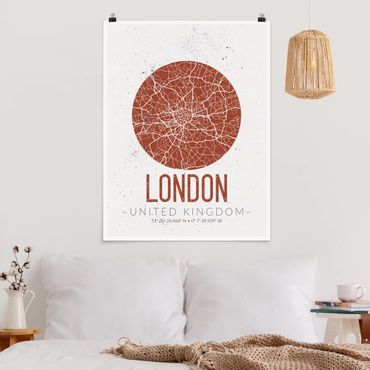 Poster city, country & world maps - City Map London - Retro