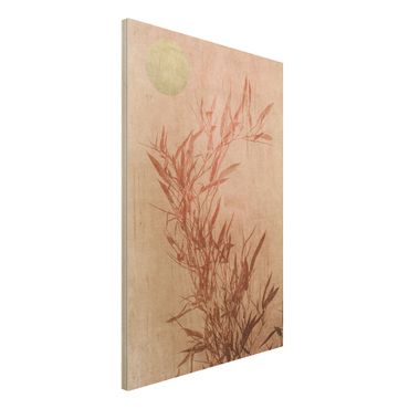 Print on wood - Golden Sun Pink Bamboo