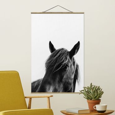 Fabric print with poster hangers - Curious Horse