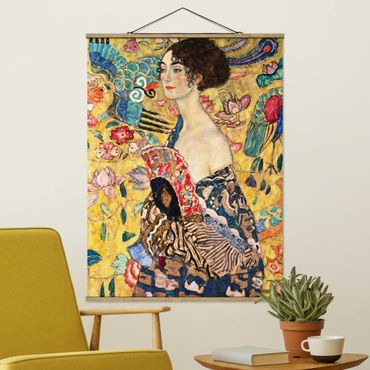 Fabric print with poster hangers - Gustav Klimt - Lady With Fan