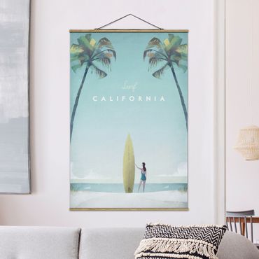 Fabric print with poster hangers - Travel Poster - California