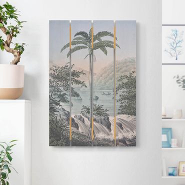 Print on wood - Vintage Illustration - Landscape With Palm Tree