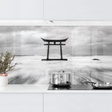 Kitchen wall cladding - Japanese Torii In The Ocean