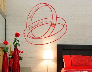 Wall sticker - No.529 Customised text wedding rings