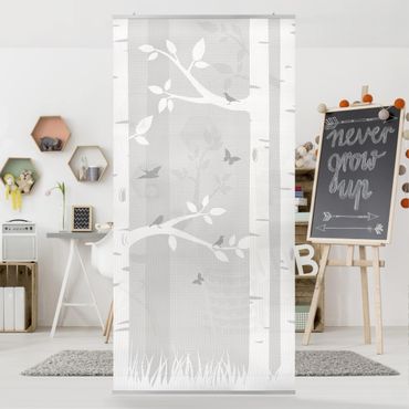 Room divider - Birch Forest With Butterflies And Birds