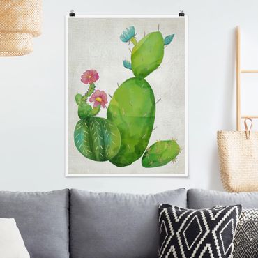 Poster flowers - Cactus Family In Pink And Turquoise