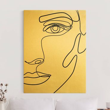 Canvas print gold - Line Art Woman Portrait Black And White