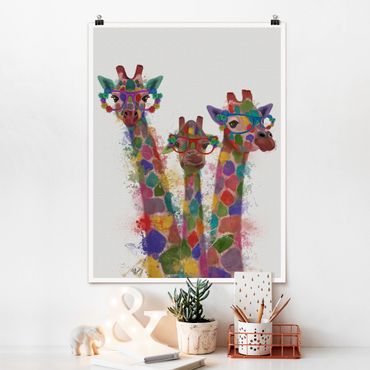 Poster kids room - Rainbow Splash Giraffe Trio