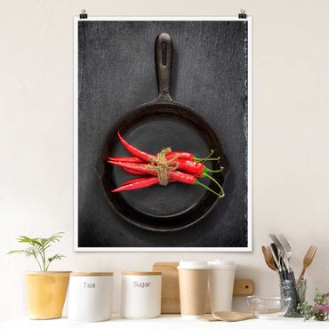 Poster - Red Chili Bundles In Pan On Slate