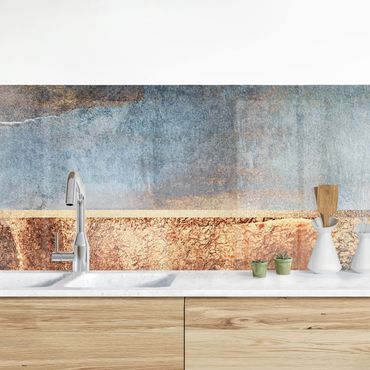 Kitchen wall cladding - Abstract Lakeshore In Gold
