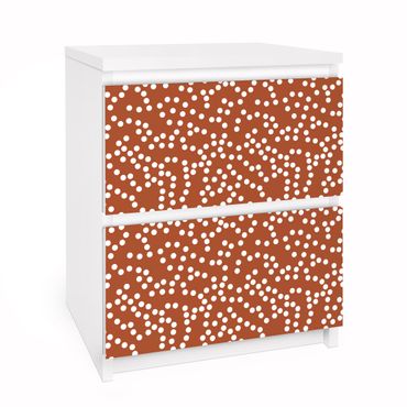 Adhesive film for furniture IKEA - Malm chest of 2x drawers - Aboriginal Dot Pattern Brown