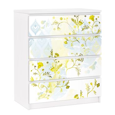 Adhesive film for furniture IKEA - Malm chest of 4x drawers - oasis Floral pattern