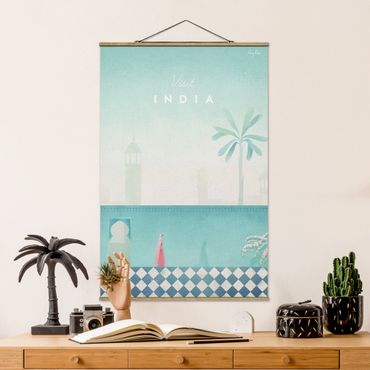 Fabric print with poster hangers - Travel Poster - India