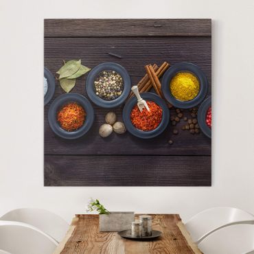 Print on canvas - Black Bowls With Spices