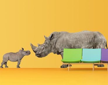 Wall sticker - No.605 Mother and Baby Rhinoceros