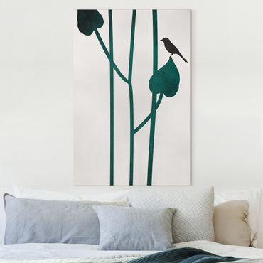 Print on canvas - Graphical Plant World - Bird On Leaf