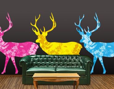 Wall sticker - No.408 Three Decostyle Deers Set CMYK