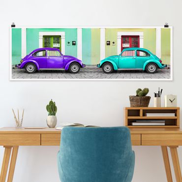 Panoramic poster - Beetles Purple Turquoise