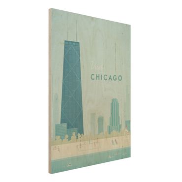 Print on wood - Travel Poster - Chicago