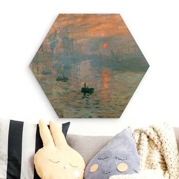 Wooden hexagon - Claude Monet - Impression (Sunrise)