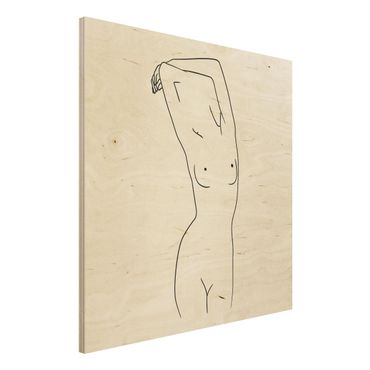Print on wood - Line Art Nude Black And White