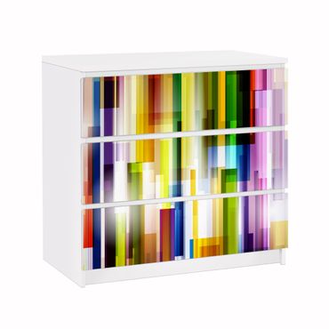 Adhesive film for furniture IKEA - Malm chest of 3x drawers - Rainbow Cubes