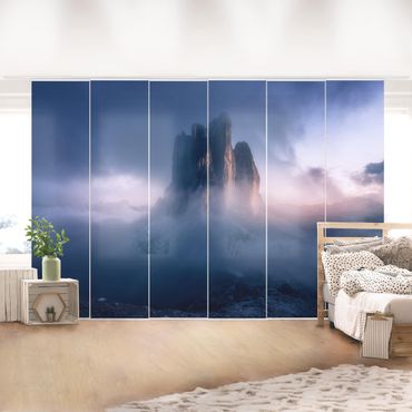 Sliding panel curtains set - Three Peaks In Blue Light