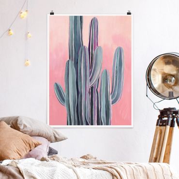 Poster - Cactus In Licht Pink II