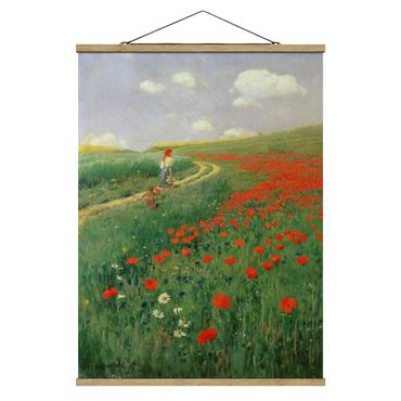 Fabric print with poster hangers - Pál Szinyei-Merse - Summer Landscape With A Blossoming Poppy
