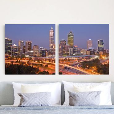Print on canvas 2 parts - Perth Skyline