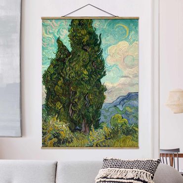 Fabric print with poster hangers - Vincent van Gogh - Cypresses