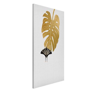 Magnetic memo board - Golden Monstera With Butterfly