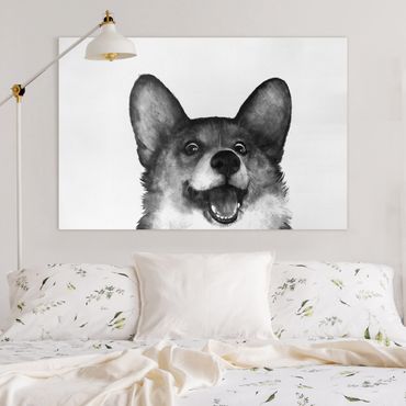 Canvas print - Illustration Dog Corgi Black And White Painting