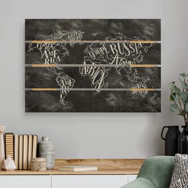 Print on wood - Chalk World Map