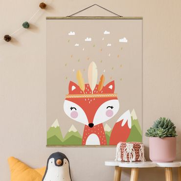 Fabric print with poster hangers - Indian Fox