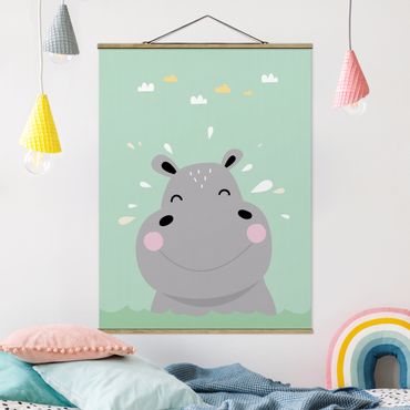 Fabric print with poster hangers - The Happiest Hippo
