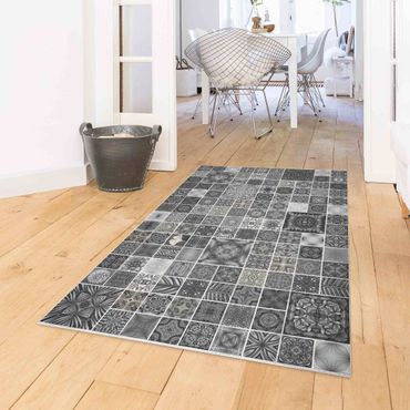 Vinyl Floor Mat - Grey Jungle Tiles With Silver Shimmer - Landscape Format 3:2