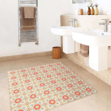 Vinyl Floor Mat - Oriental Patterns With Colourful Tiles - Square Format 1:1