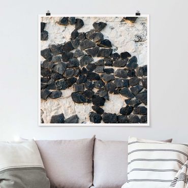 Poster - Wall With Black Stones