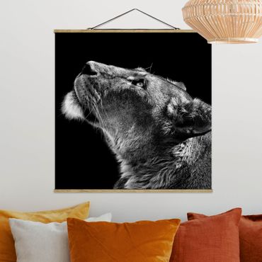 Fabric print with poster hangers - Portrait Of A Lioness