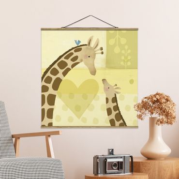 Fabric print with poster hangers - Mum And I - Giraffes
